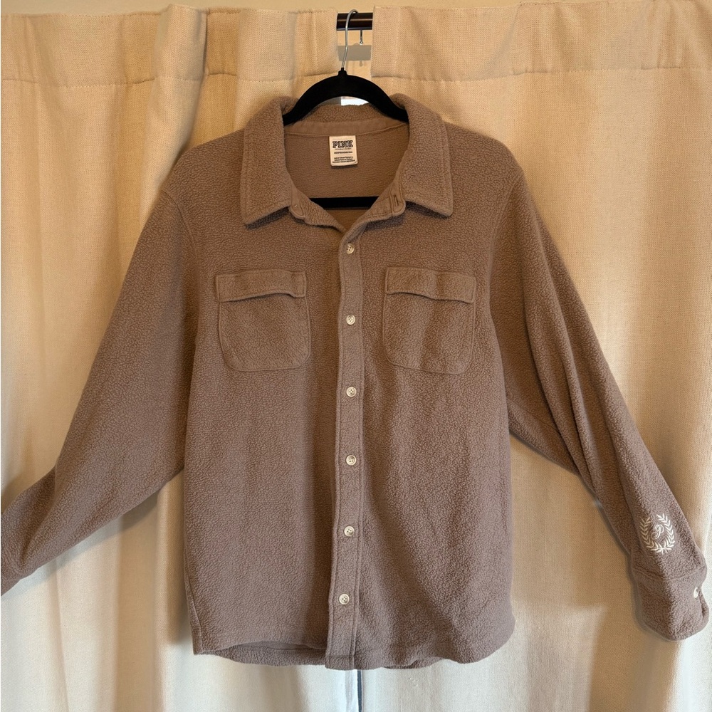 PINK Victoria's Secret Brown Button-Up Shirt Jacket